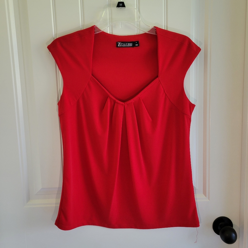 7th Avenue Design Studio New York and Company Pleated Red Bouse